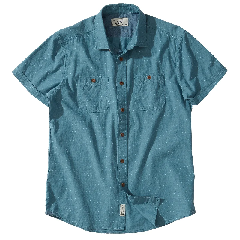 Men's short-sleeve camping brown top-Townsend Dobby Short Sleeve Shirt - Storm Blue Whisper (Final Sale)