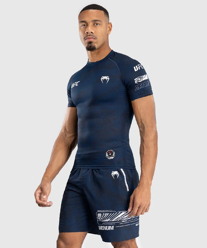 Men's short-sleeve yoga white tee-UFC Fusion by Venum Fight Week Men’s Performance Short Sleeve Rashguard - Oceanic Blue