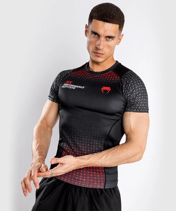 Men's short-sleeve polo shirt-UFC Venum Performance Institute Rashguard - Short Sleeves - Black/Red