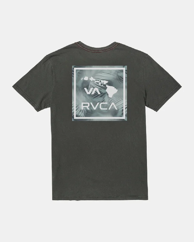 Men's short-sleeve surfing teal shirt-VA All The Way Spray Palm Tee - Pirate Black