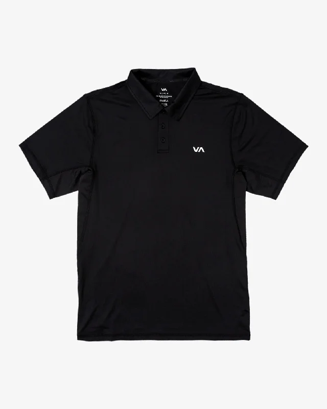 Men's short-sleeve bold print shirt-VA Sport Vent Technical Polo Shirt - Black