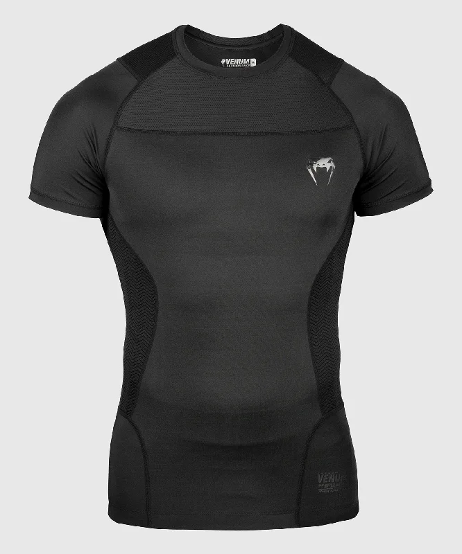 Men's short-sleeve formal tee-Venum G-Fit Rashguard - Short Sleeves - Black