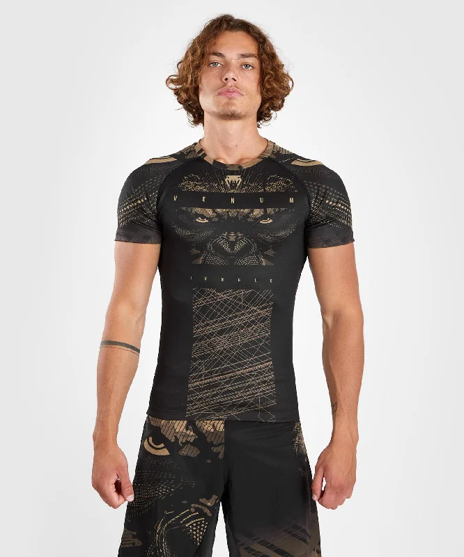 Men's short-sleeve affordable cotton tee-Venum Gorilla Jungle Rashguard Short Sleeves - Black/Sand