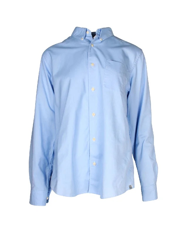 Visvim Albacore Long Sleeve Button-Down Shirt in Light Blue Cotton