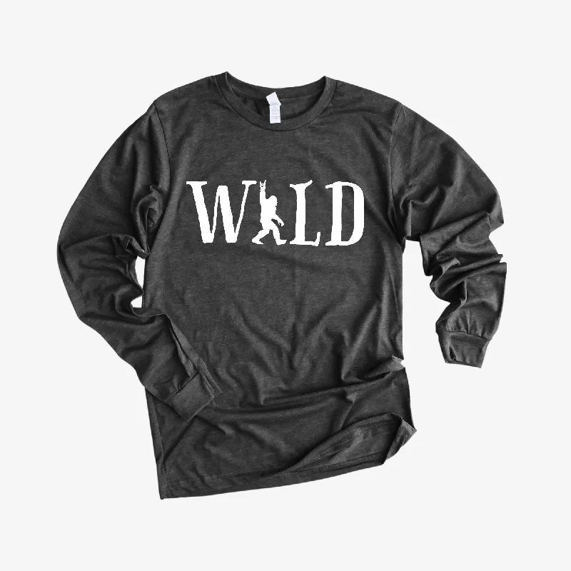 Men's short-sleeve wool blend tee-Wild Bigfoot Long Sleeve  *UNISEX FIT*