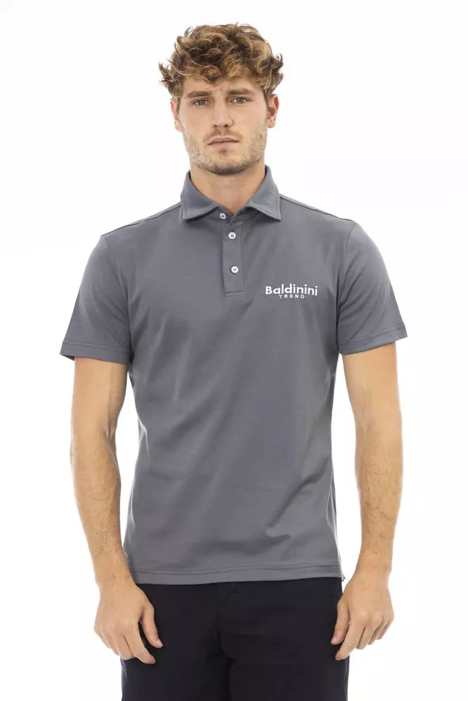 Men's short-sleeve office gray shirt-Baldinini Trend  Cotton Polo Men's Shirt