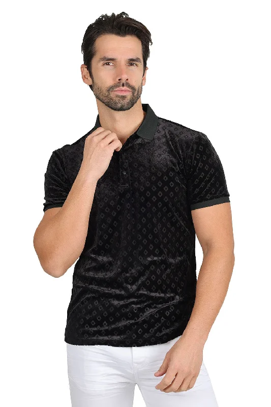 Men's short-sleeve surfing teal shirt-Black Diamond Polo Shirt