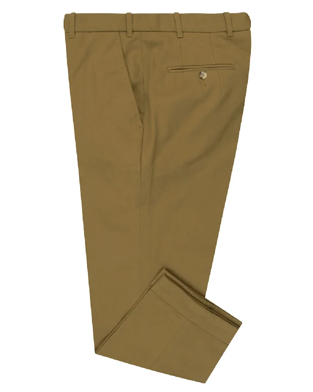 men's tailored gray linen pants-Brisbane Moss Khaki Cotton Cavalry Twill