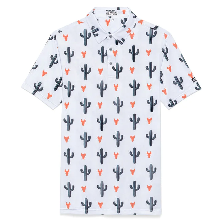 Men's short-sleeve casual graphic shirt-Cactus Coyote Polo