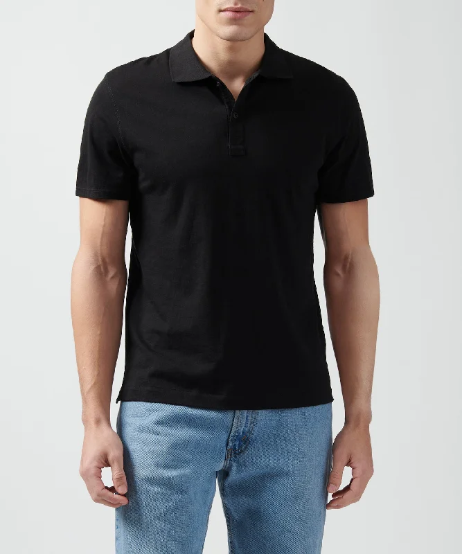 Men's short-sleeve organic cotton shirt-Classic Jersey Polo - Black