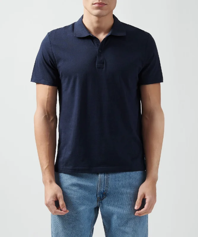 Men's short-sleeve indigo casual shirt-Classic Jersey Polo - Midnight