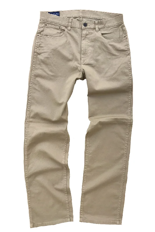 men's relaxed slim linen pants-Coastal Cotton 5PKT Stretch Pant- Sand