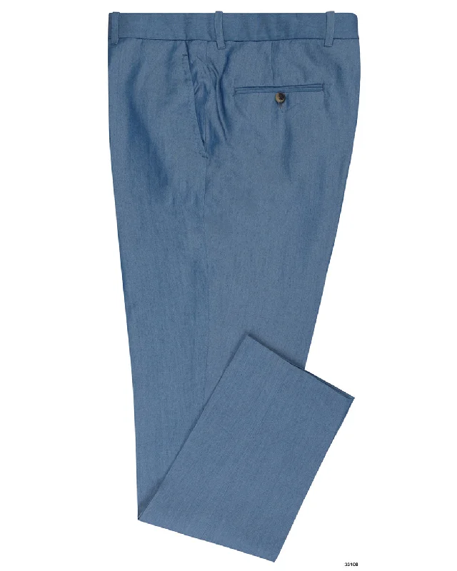 men's relaxed white athletic pants-Blue Plain Cotton Pants