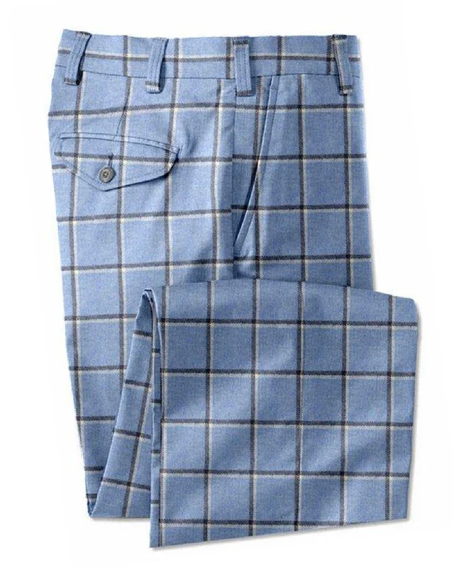 men's relaxed gray linen pants-Dugdale Tweed: Blue Windowpane