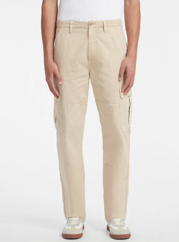 men's stretch slim corduroy pants-Guess Jeans Beige Cargo Chino Pants