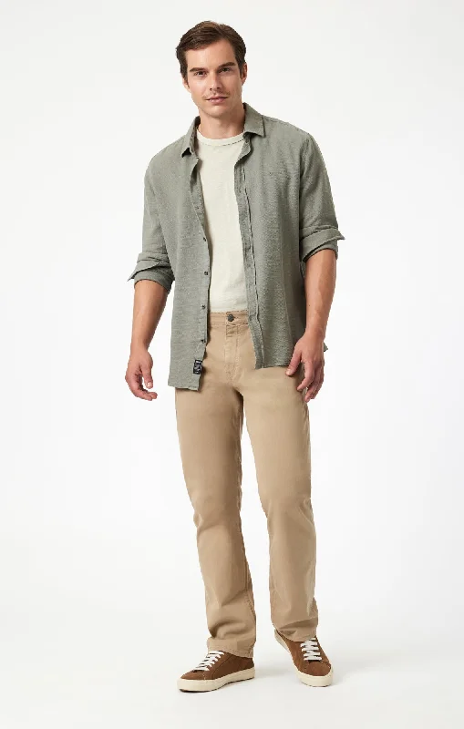 men's tailored white corduroy pants-MATT RELAXED STRAIGHT LEG IN KHAKI CASUAL TWILL