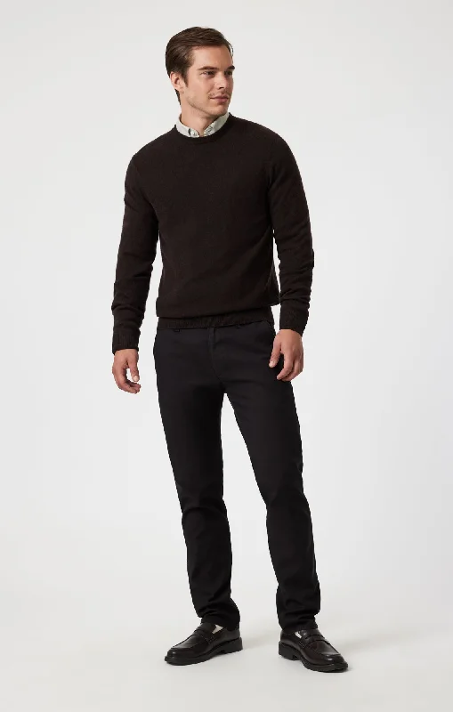 men's formal slim chino pants-MILTON SLIM STRAIGHT CHINO IN BLACK LUXE TWILL