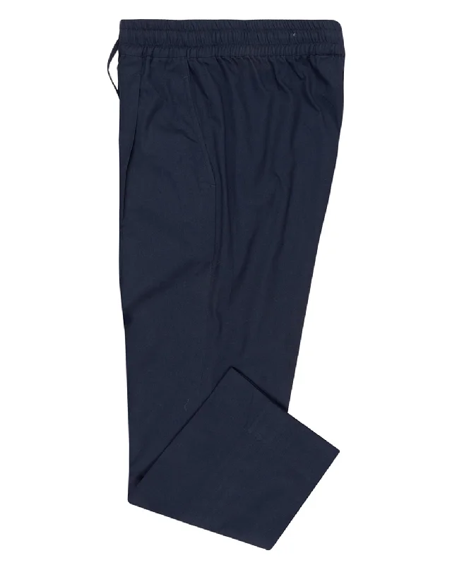 men's tailored navy dress pants-Navy Soft Twill Drawstring Pants