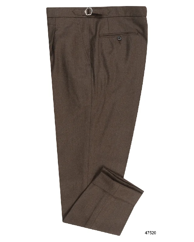 men's relaxed navy wide-leg pants-Reda: Brown Flannel