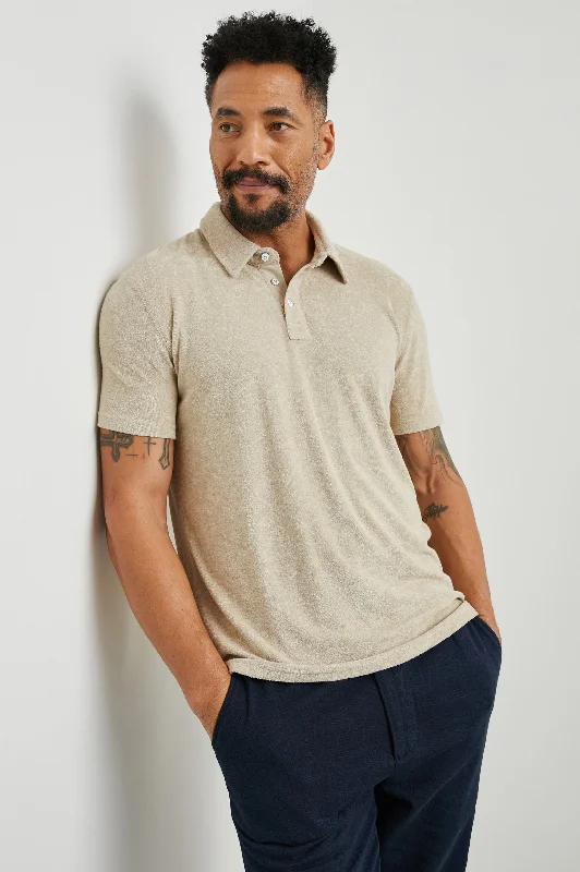 Men's short-sleeve organic cotton shirt-RHEN POLO SHIRT - CHICKPEA