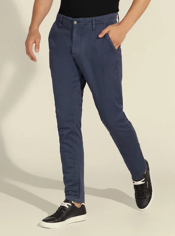 men's casual slim khaki pants-Smart Blue Drake Chino Pants